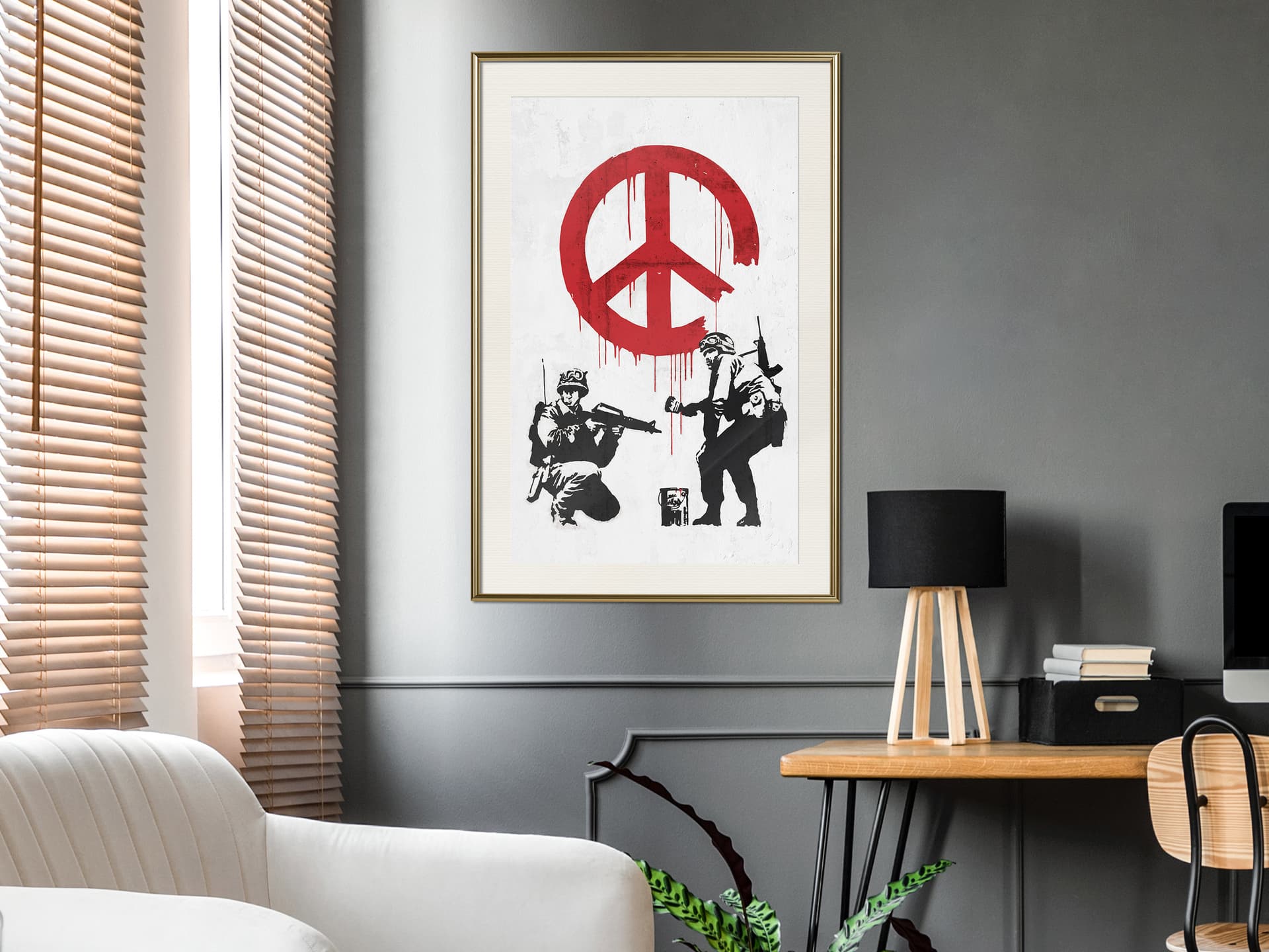 Plakat - Banksy: CND Soldiers II (rozmiar 30x45, wykończenie Rama złota z passe-partout)